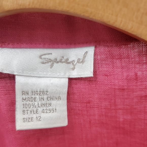 Pure Spiegel Yarn-Dyed Linen Button-Front Pocket Tunic sz 12 - Picture 4 of 5